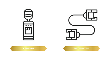 two editable outline icons from gym equipment concept. thin line icons such as water hine, strandpulling vector.