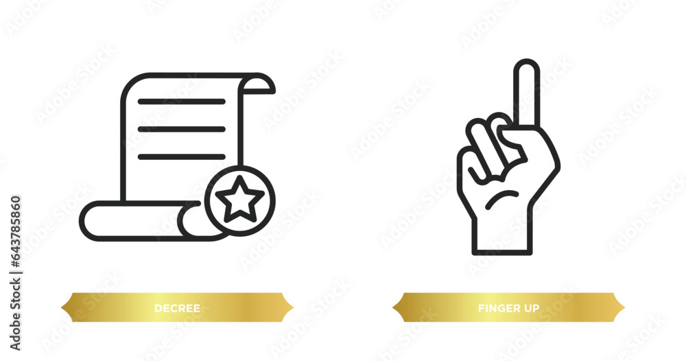 Aufkleber two editable outline icons from gestures concept. thin line icons such as decree, finger up vector.