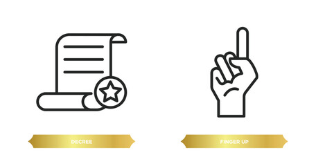 two editable outline icons from gestures concept. thin line icons such as decree, finger up vector.