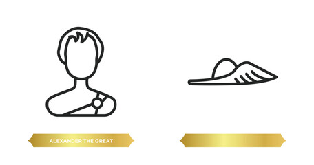 two editable outline icons from greece concept. thin line icons such as alexander the great, vector.