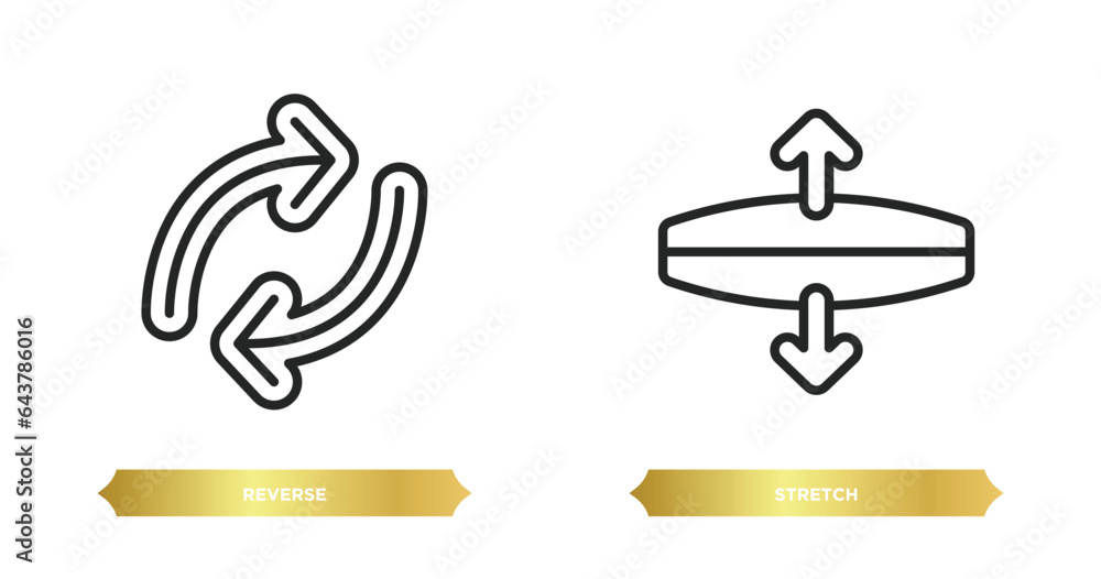 Poster two editable outline icons from geometry concept. thin line icons such as reverse, stretch vector.
