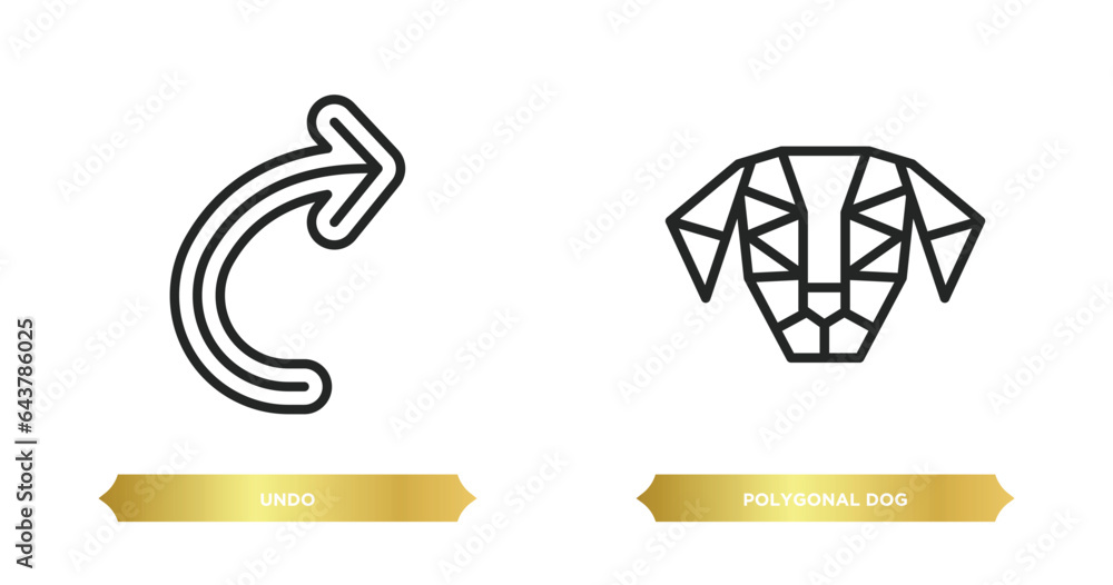 Aufkleber two editable outline icons from geometry concept. thin line icons such as undo, polygonal dog vector
