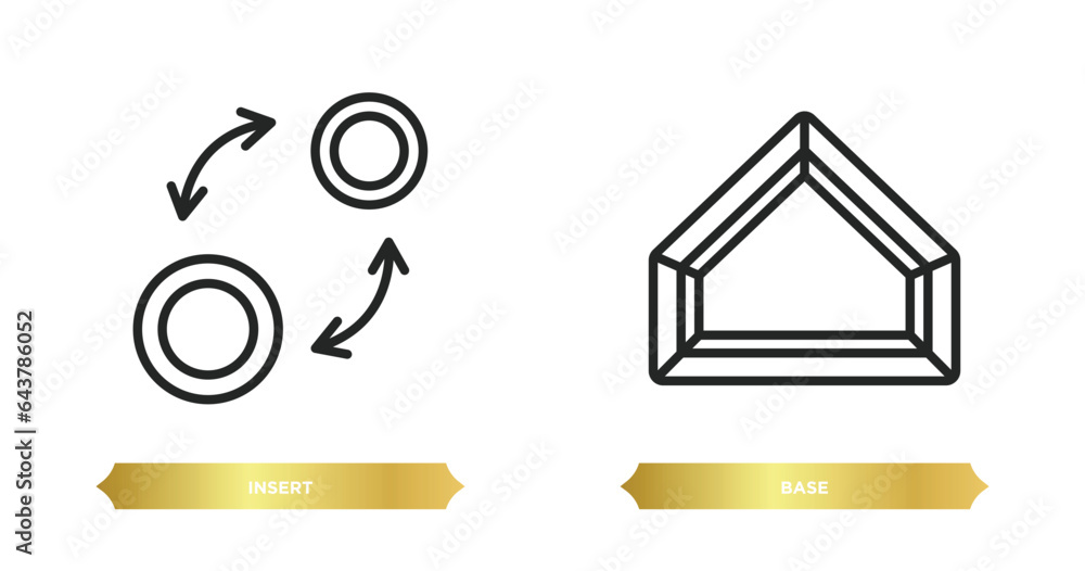 Poster two editable outline icons from geometry concept. thin line icons such as insert, base vector.