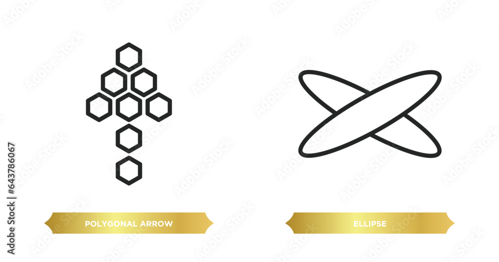Poster two editable outline icons from geometry collection. concept. thin line icons such as polygonal arro