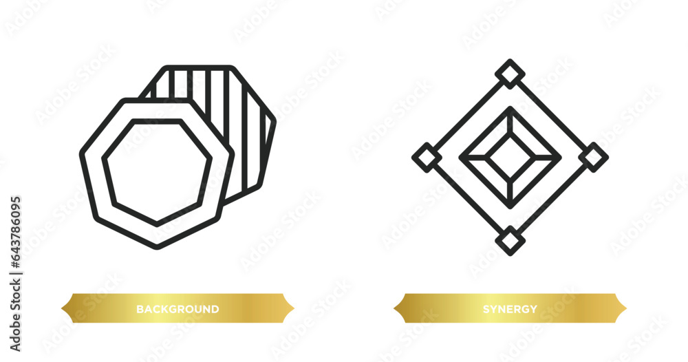 Aufkleber two editable outline icons from geometric figure concept. thin line icons such as background, synerg