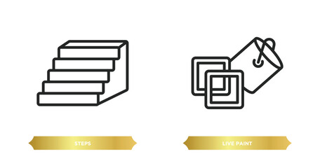 two editable outline icons from general concept. thin line icons such as steps, live paint vector.