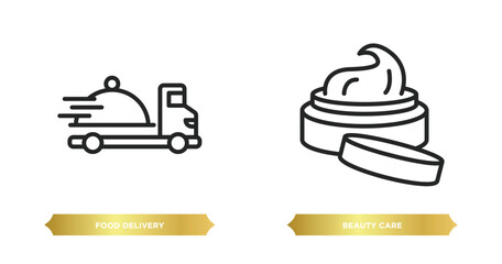 two editable outline icons from general concept. thin line icons such as food delivery, beauty care vector.