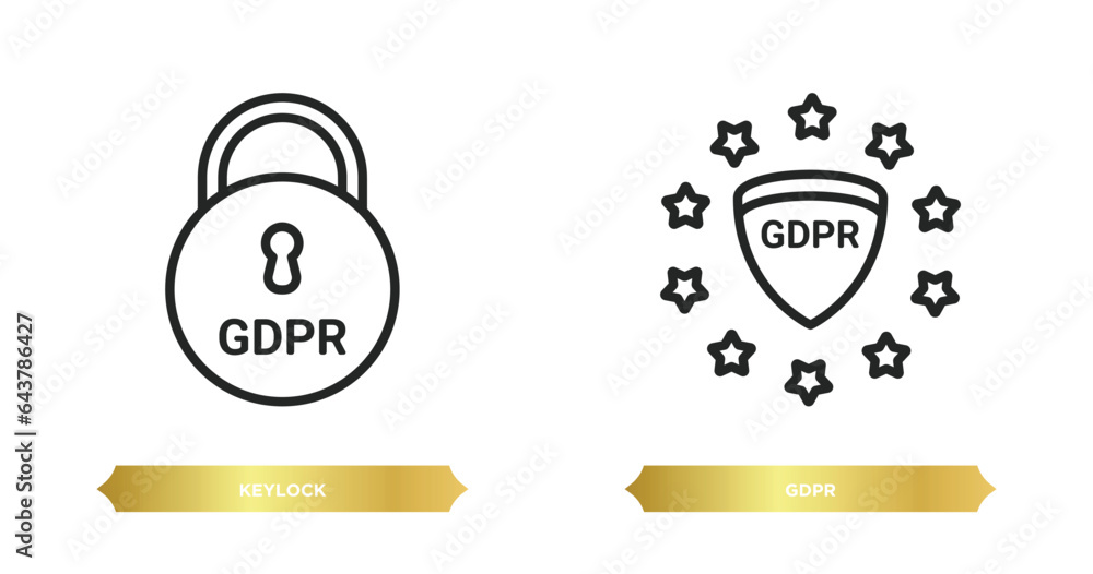 Poster two editable outline icons from gdpr concept. thin line icons such as keylock, gdpr vector.