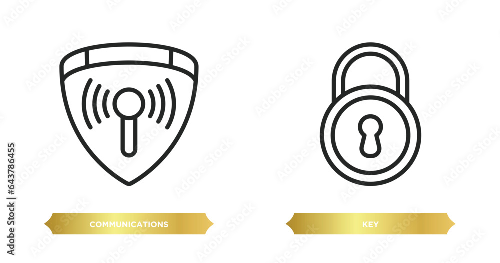 Poster two editable outline icons from gdpr concept. thin line icons such as communications, key vector.