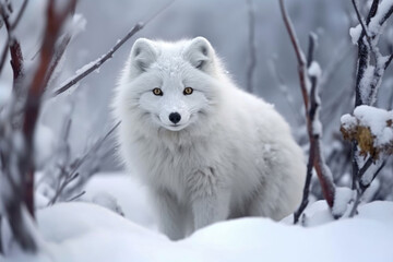Obraz premium arctic fox blending in with snow-covered surroundings