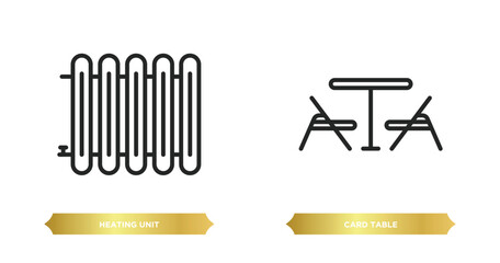 two editable outline icons from furniture & household concept. thin line icons such as heating unit, card table vector.