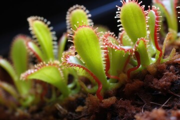 macro shot of venus flytraps teeth-like structures