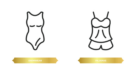 two editable outline icons from fashion concept. thin line icons such as swimwear, pajamas vector.