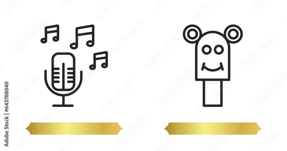 Poster two editable outline icons from concept. thin line icons such as ,