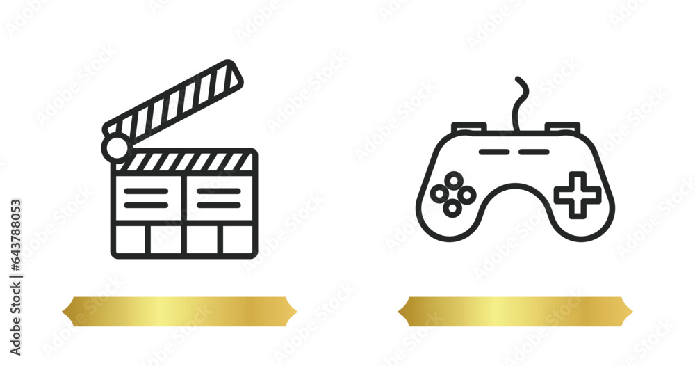 Poster two editable outline icons from concept. thin line icons such as ,