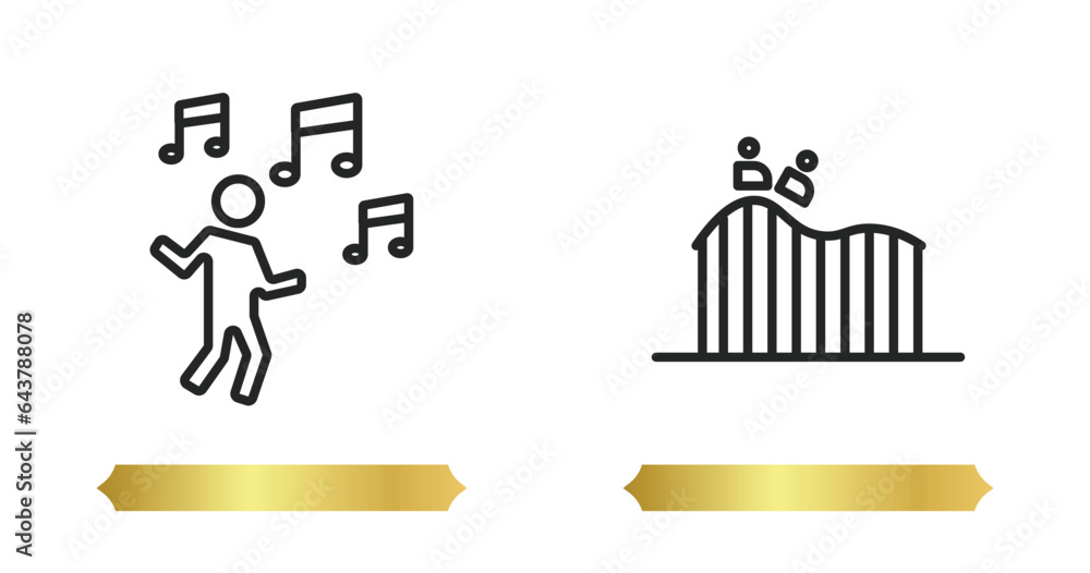 Poster two editable outline icons from concept. thin line icons such as ,