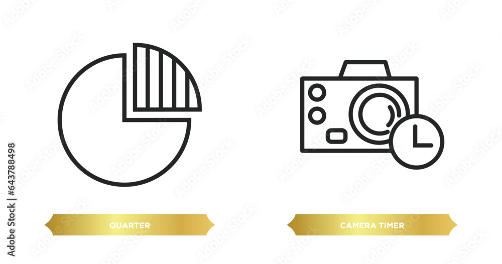 Poster two editable outline icons from electronic stuff fill concept. thin line icons such as quarter, came