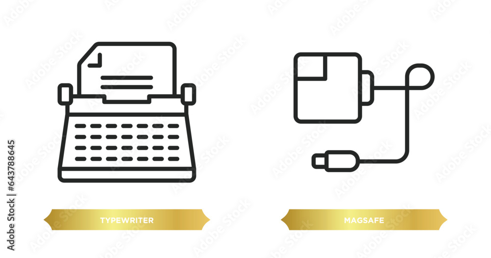 Aufkleber two editable outline icons from electronic devices concept. thin line icons such as typewriter, mags