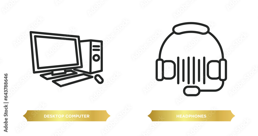 Poster two editable outline icons from electronic devices concept. thin line icons such as desktop computer