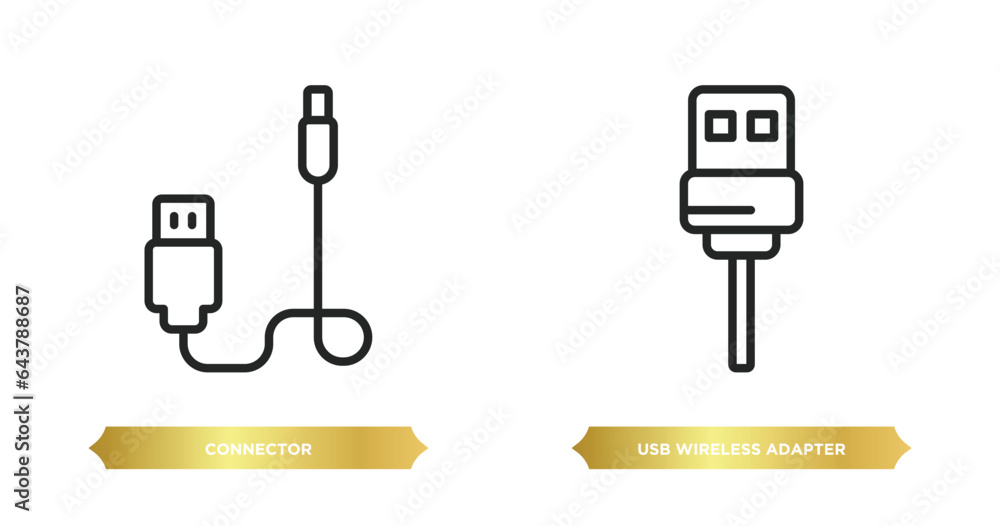 Aufkleber two editable outline icons from electronic devices concept. thin line icons such as connector, usb w