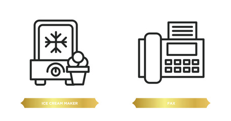 two editable outline icons from electronic devices concept. thin line icons such as ice cream maker, fax vector.