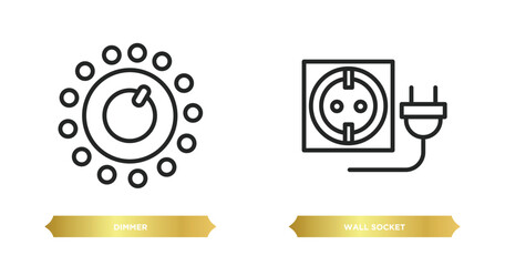 Obraz premium two editable outline icons from electrian connections concept. thin line icons such as dimmer, wall socket vector.
