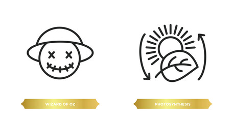 two editable outline icons from education concept. thin line icons such as wizard of oz, photosynthesis vector.