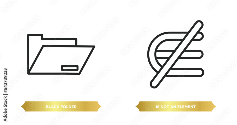 Aufkleber two editable outline icons from education concept. thin line icons such as black folder, is not an e