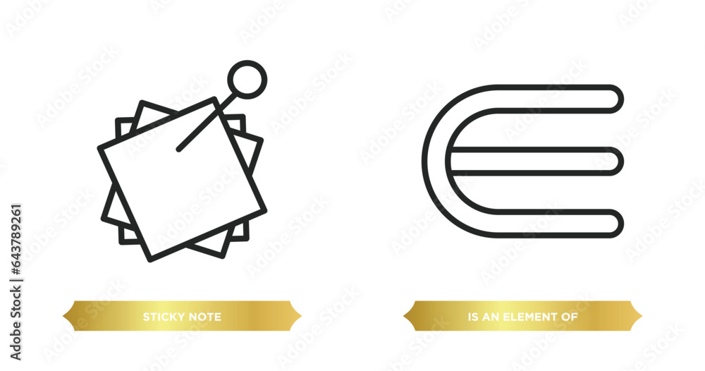 Aufkleber two editable outline icons from education concept. thin line icons such as sticky note, is an elemen