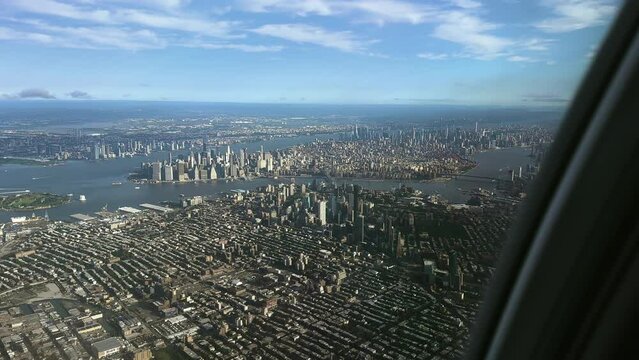 Manhattan and Brooklyn, NYC from Airplane Window