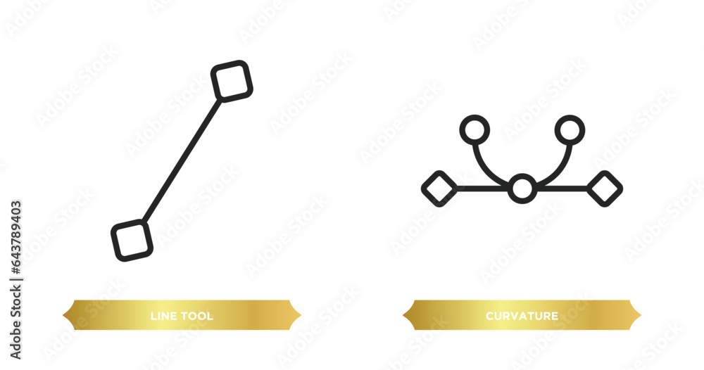 Poster two editable outline icons from edit tools concept. thin line icons such as line tool, curvature vec