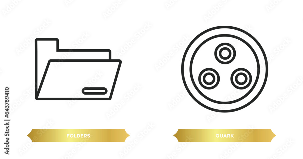 Poster two editable outline icons from edit tools concept. thin line icons such as folders, quark vector.