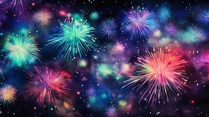  a colorful fireworks display with lots of fireworks in the sky.  generative ai