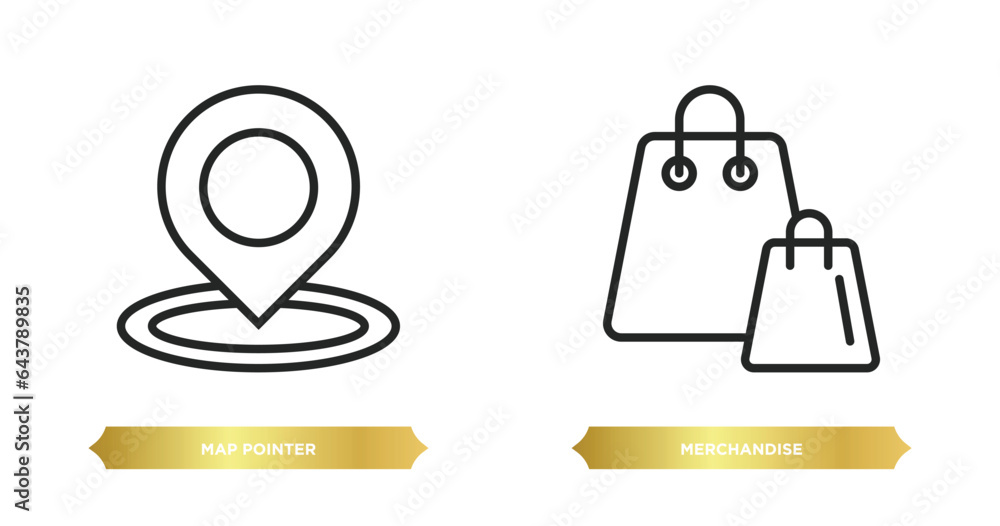 Aufkleber two editable outline icons from e commerce and payment concept. thin line icons such as map pointer,