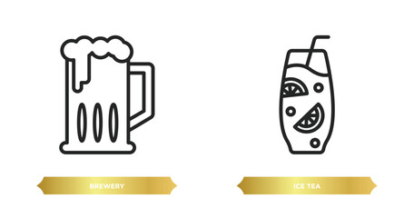 two editable outline icons from drinks concept. thin line icons such as brewery, ice tea vector.