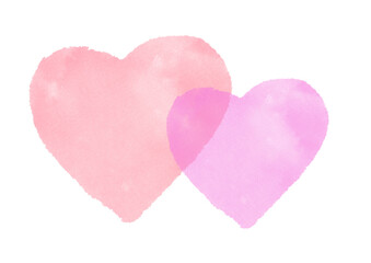 pink neat watercolor hearts isolated on transparent background. Cute clipart hand drawn illustration. two hearts as symbol of love, romantic relationship, Valentine's Day, life, art