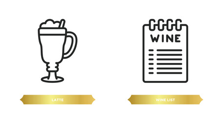 two editable outline icons from drinks concept. thin line icons such as latte, wine list vector.