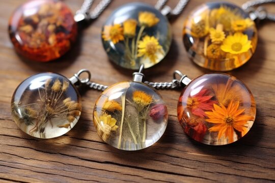 Dried Flower Resin Pendent Necklace