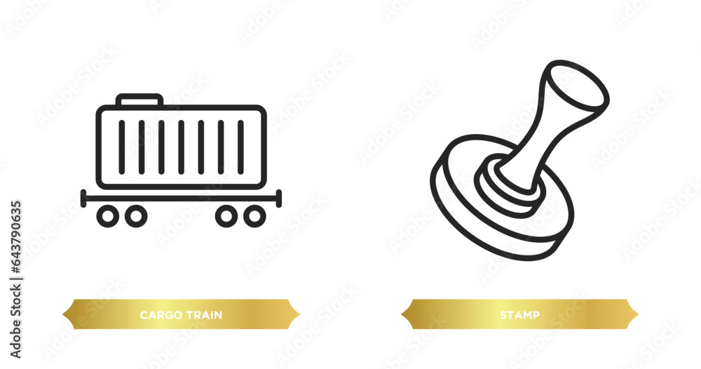 Aufkleber two editable outline icons from delivery and logistic concept. thin line icons such as cargo train, 