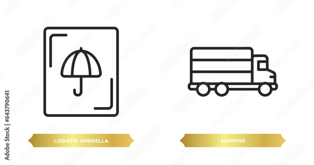 Aufkleber two editable outline icons from delivery and logistic concept. thin line icons such as logistic umbr