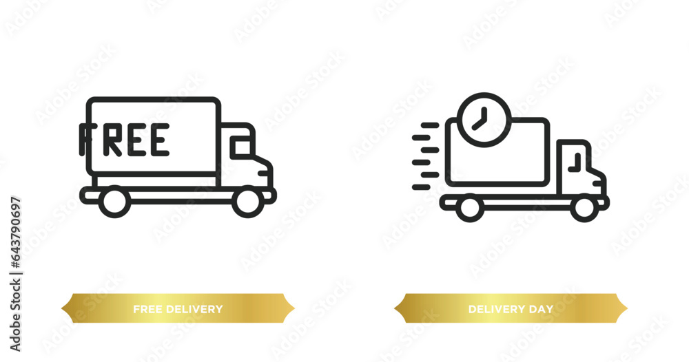 Aufkleber two editable outline icons from delivery and logistic concept. thin line icons such as free delivery