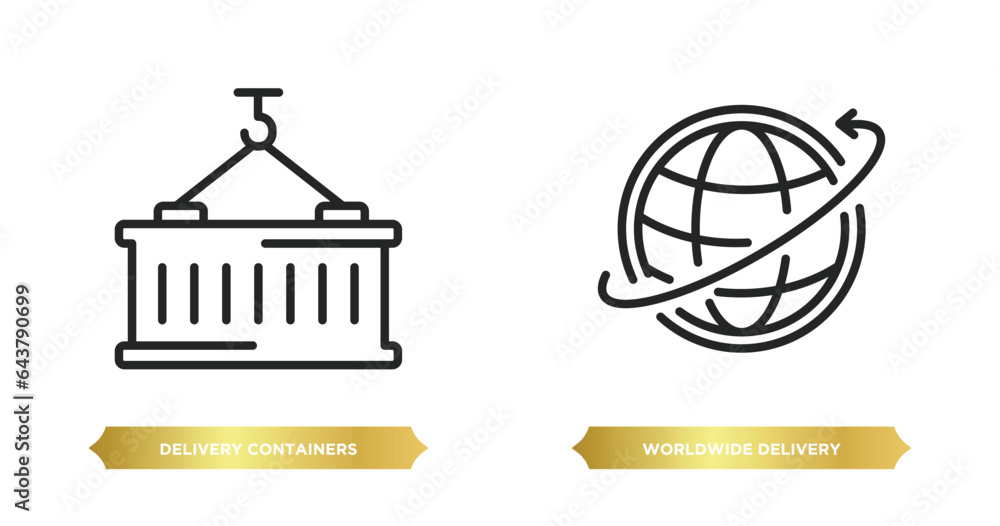 Poster two editable outline icons from delivery and logistic concept. thin line icons such as delivery cont