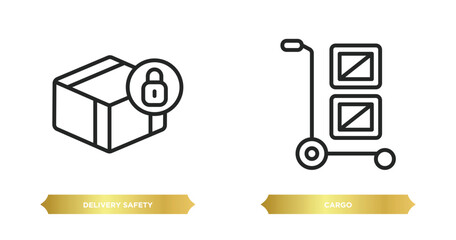 two editable outline icons from delivery and logistic concept. thin line icons such as delivery safety, cargo vector.