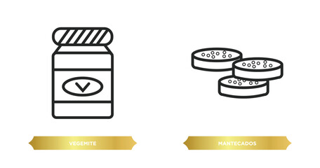 two editable outline icons from culture collection. concept. thin line icons such as vegemite, mantecados vector.