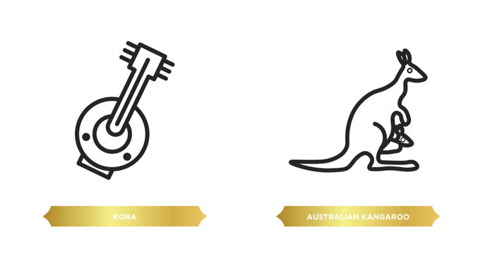 two editable outline icons from culture concept. thin line icons such as kora, australian kangaroo vector.