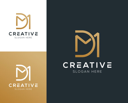 Modern luxury clean initial DM letter logo design vector illustration inspiration