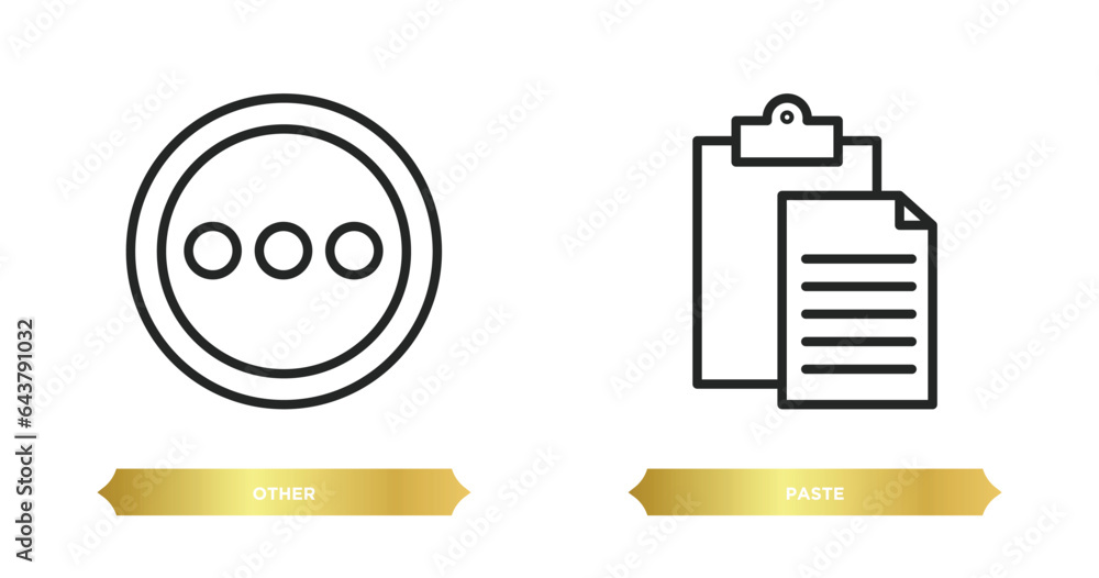 Poster two editable outline icons from content concept. thin line icons such as other, paste vector.