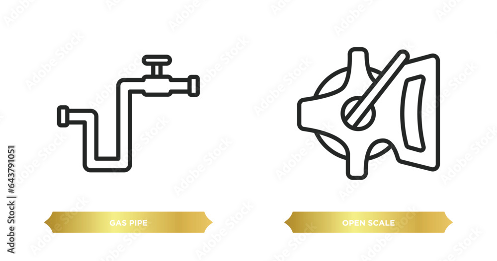 Poster two editable outline icons from construction tools concept. thin line icons such as gas pipe, open s