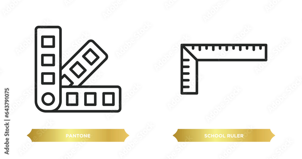 Poster two editable outline icons from construction tools concept. thin line icons such as pantone, school 
