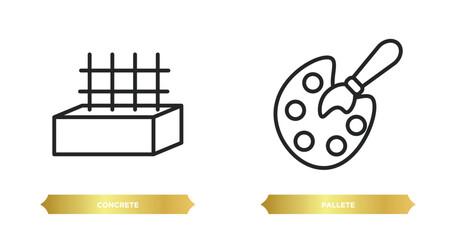 two editable outline icons from construction concept. thin line icons such as concrete, pallete vector.
